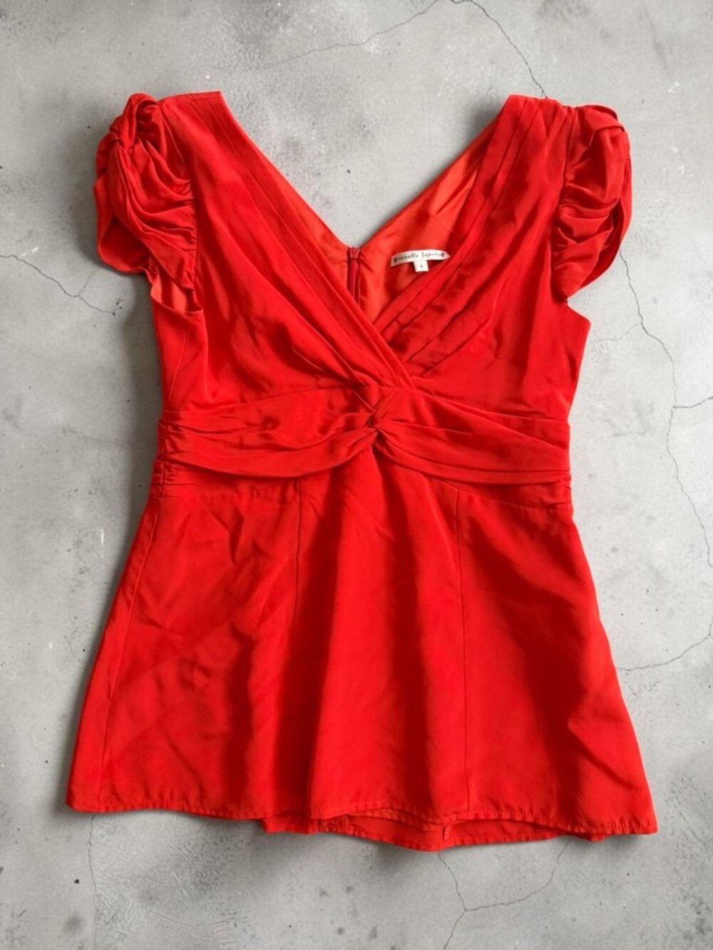 NANETTE LEPORE Orange V Neck Blouse Top Size 6